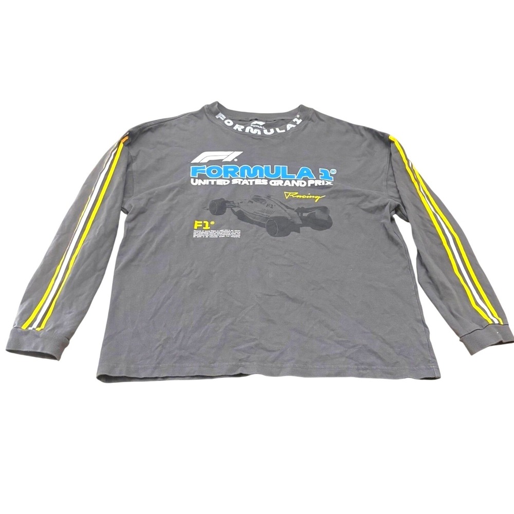 Formula 1 PacSun Long Sleeve Graphic T-Shirt Gray Racing Men's Medium F1 Tee